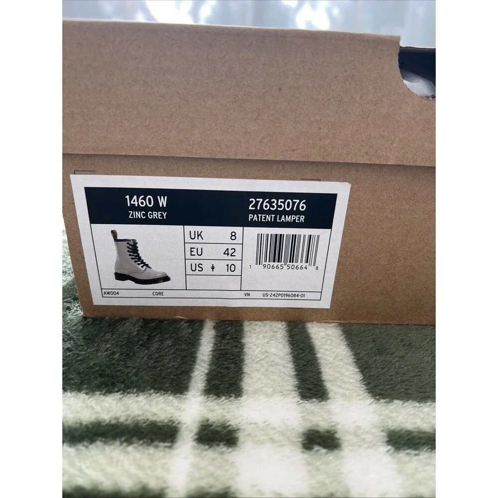 Dr Martens 1460 Patent Leather Boots 'Gray', Size: 10 (Women) NEW in BOX! - Picture 7 of 8